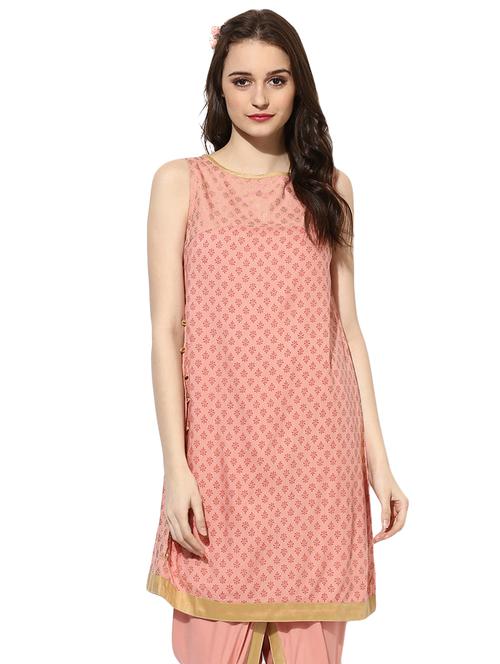 pink rayon aline kurti - 14900616 - Standard Image - 1