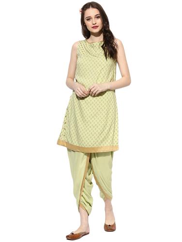 green rayon aline kurti - 14900617 - Very Small Image - 1