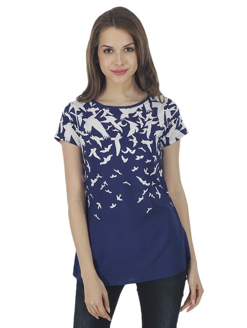 blue printed crepe top - 14900619 - Very Small Image - 1