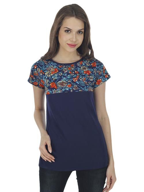 navy blue crepe top - 14900621 - Standard Image - 1
