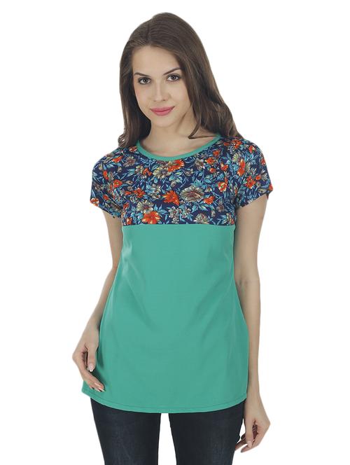 green printed crepe top - 14900622 - Standard Image - 1