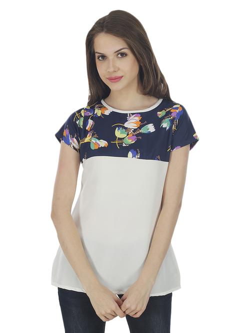 white printed crepe top - 14900625 - Standard Image - 1
