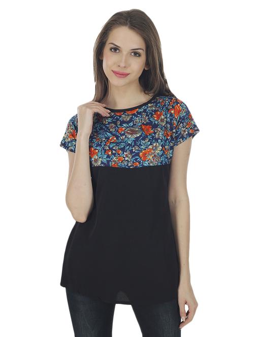 black printed crepe top - 14900628 - Standard Image - 1
