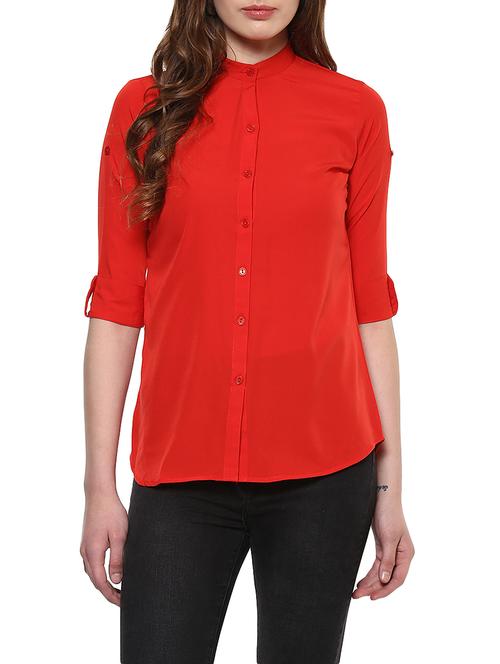 solid red casual shirt - 14900632 - Standard Image - 1
