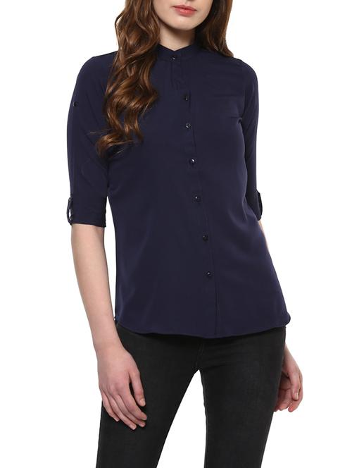navy blue casual shirt - 14900634 - Standard Image - 1