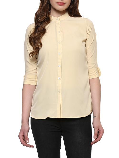 solid yellow casual shirt - 14900636 - Standard Image - 1
