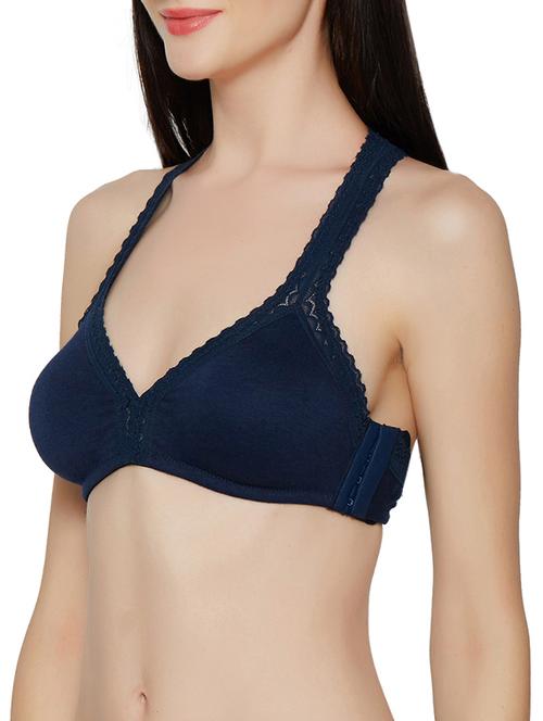 navy blue cotton blend lette bra - 14900690 - Standard Image - 1