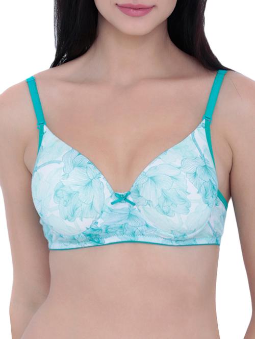 green cotton blend push up bra - 14900694 - Standard Image - 1