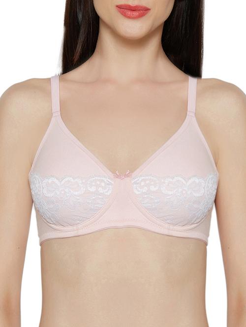 solid pink cotton blend bra - 14900703 - Standard Image - 1