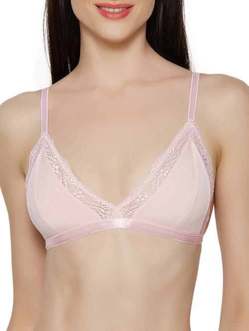 pink cotton blend plunge bra - 14900705 - Standard Image - 1