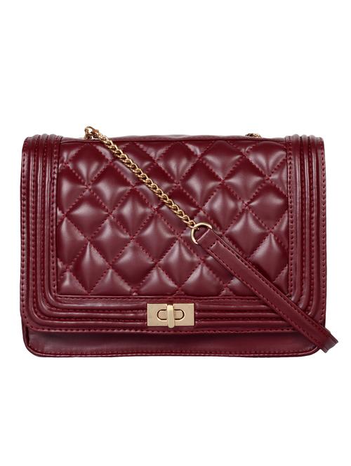 maroon leatherette regular sling bag - 14900765 - Very Small Image - 1