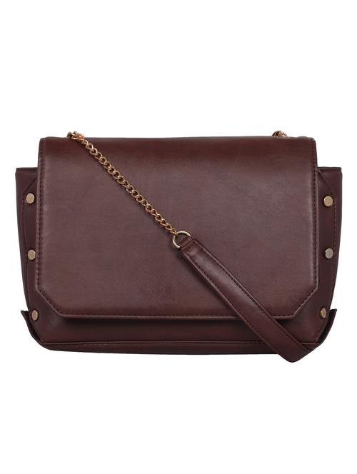 brown leatherette regular sling bag - 14900766 - Very Small Image - 1
