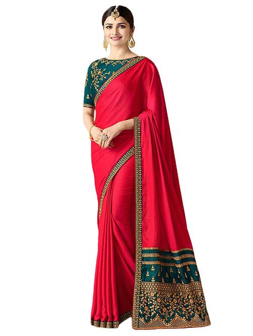 pink silk bordered saree with blouse - 14900825 - Standard Image - 1