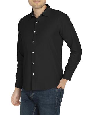 black cotton casual shirt - 14901096 - Standard Image - 2