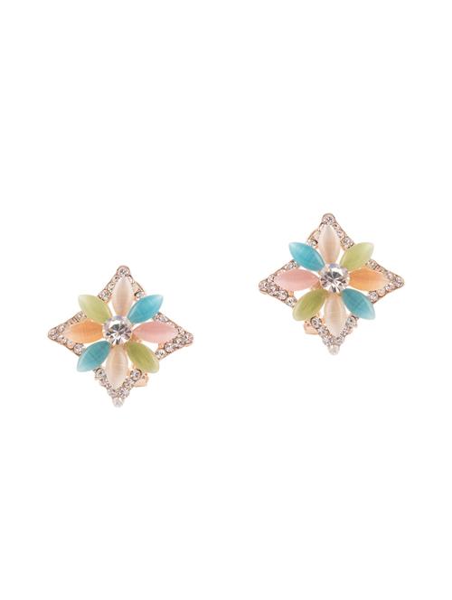 gold metal studs earrings - 14901355 - Very Small Image - 1