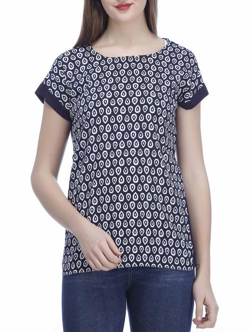 navy blue printed top - 14901375 - Very Small Image - 1