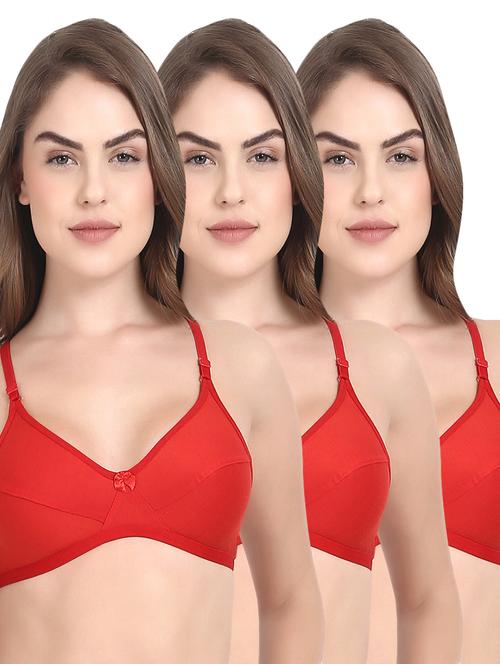 Set of 3 red solid bras - 14901424 - Standard Image - 1