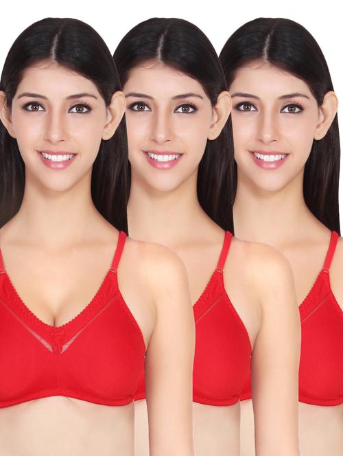 Set of 3 red solid bras - 14901430 - Standard Image - 1