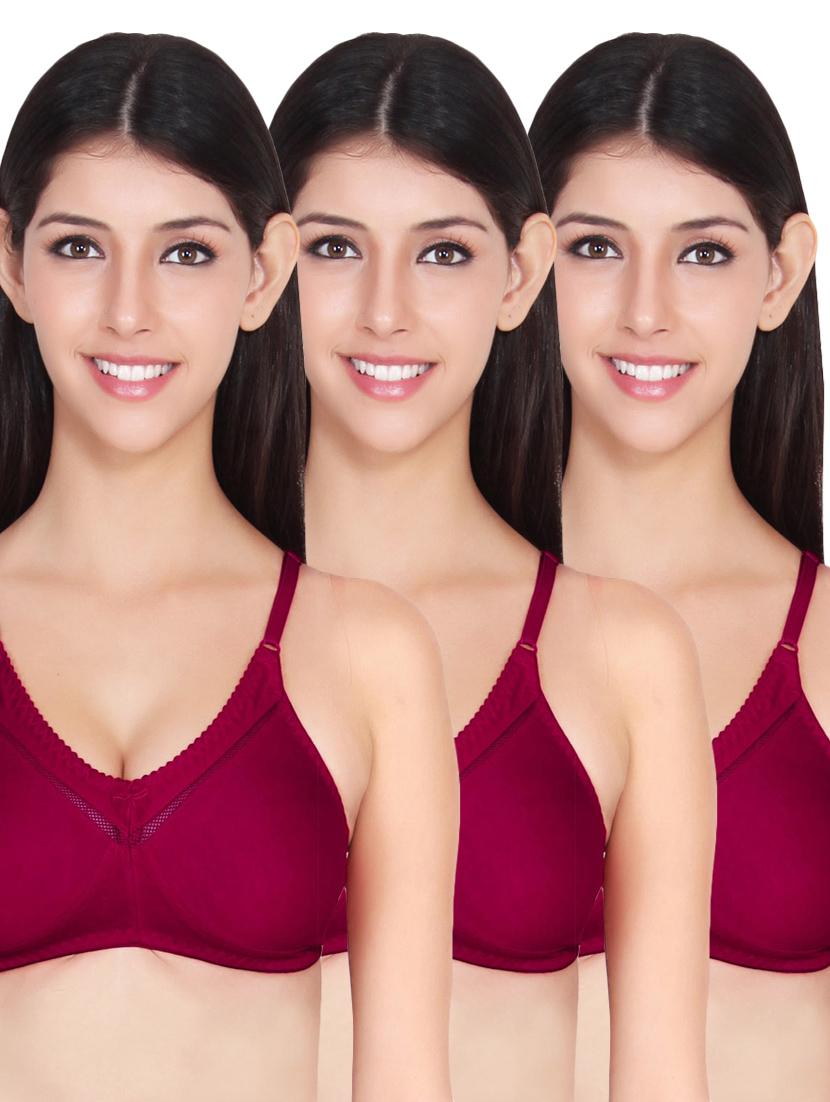 set of 3 maroon solid bras - 14901432 - Zoom Image - 1