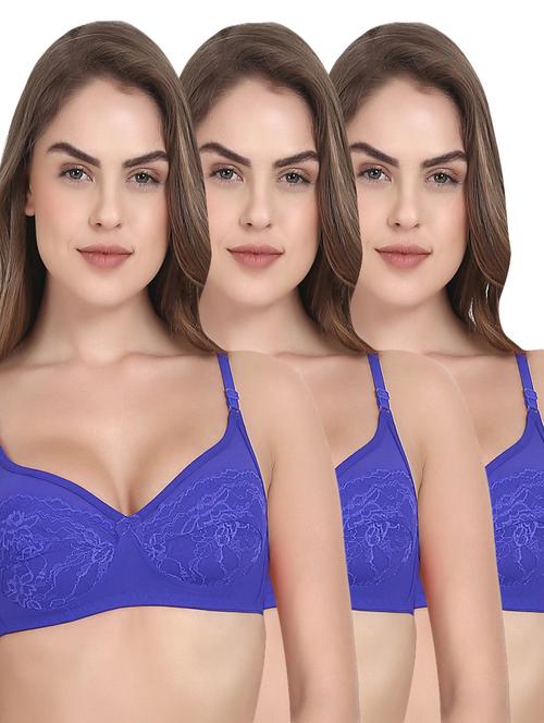 set of 3 blue solid bras - 14901438 - Standard Image - 1