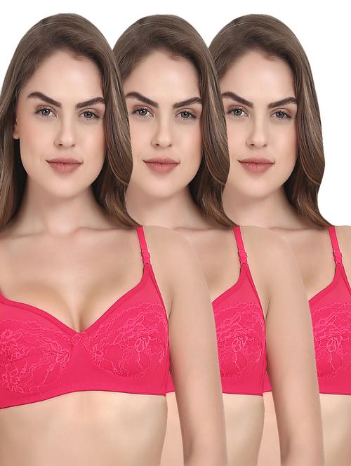 Set of 3 pink solid bras - 14901440 - Standard Image - 1