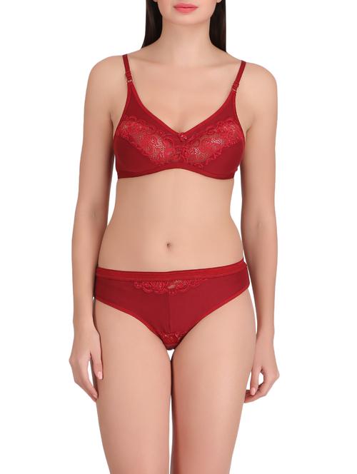 red hosery bra and panty set - 14901449 - Standard Image - 1