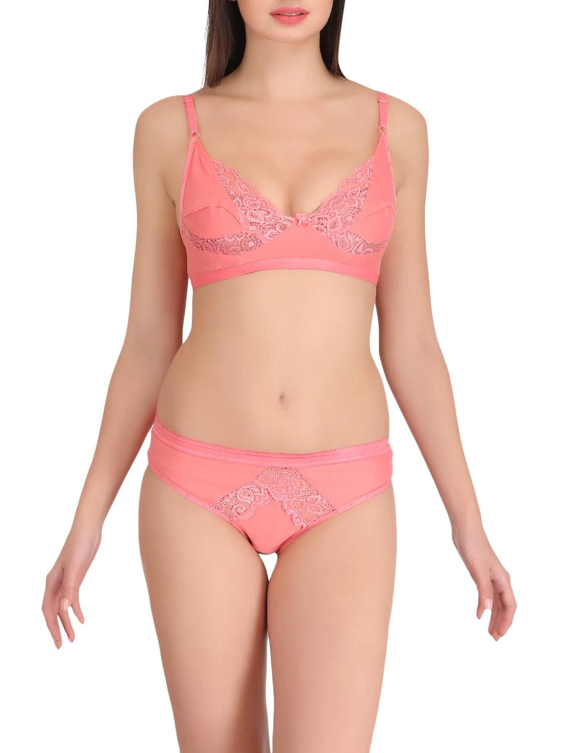 pink hosery bra and panty set - 14901450 - Zoom Image - 1