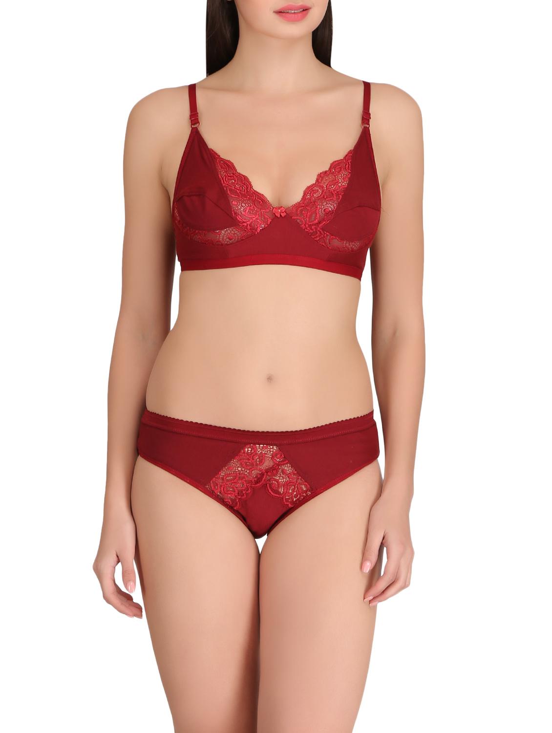 red hosery bra and panty set - 14901452 - Zoom Image - 1