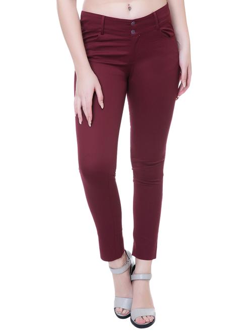 maroon flat front trouser - 14901727 - Very Small Image - 1