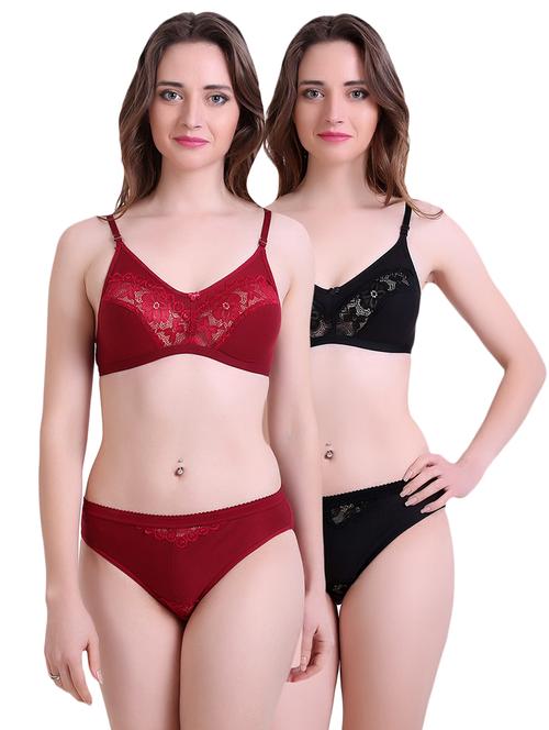 set of 2 multi colored bra and panty set - 14901745 - Standard Image - 1