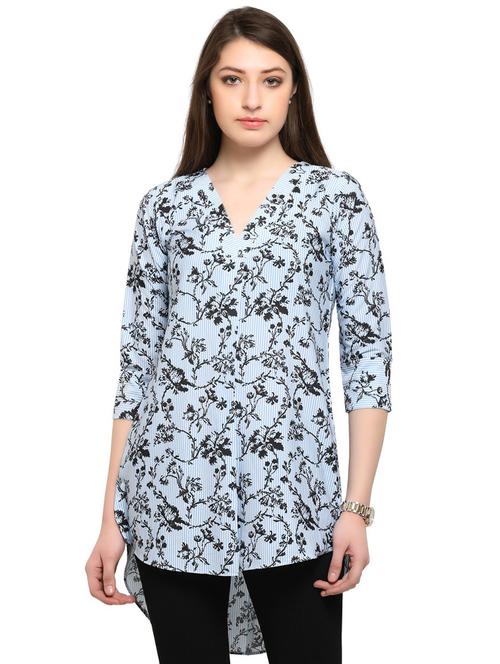 blue crepe asymmetric tunic - 14901899 - Very Small Image - 1