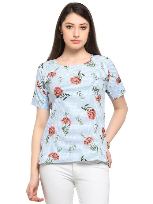 blue printed crepe top - 14901904 - Standard Image - 1