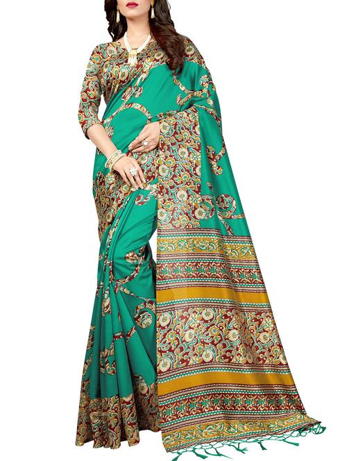 green silk blend mysore saree with blouse - 14901924 - Standard Image - 1