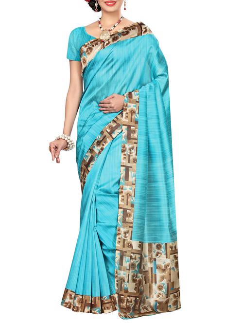 sky blue mysore silk saree with blouse - 14901931 - Standard Image - 1
