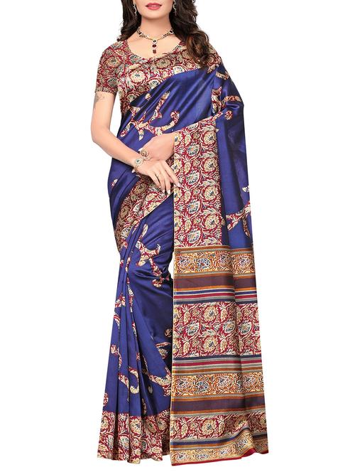 blue mysore silk saree with blouse - 14901940 - Very Small Image - 1