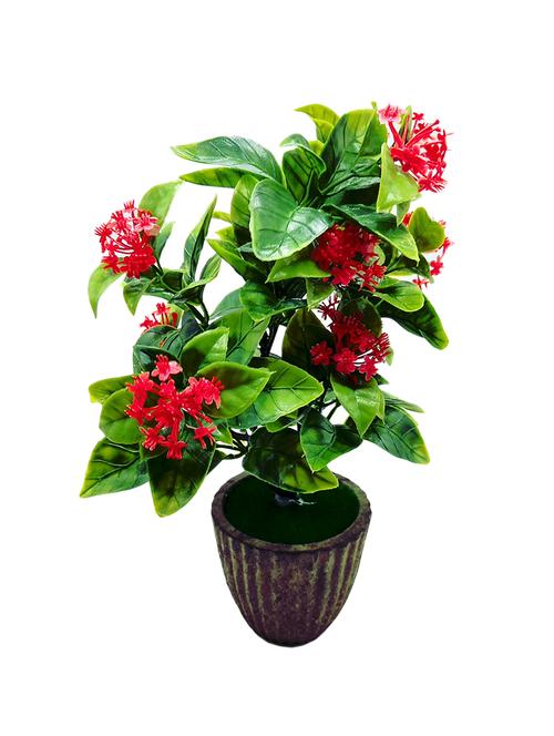 Artificial Plant With Large Green Leaves and Red Flowers - 14902080 - Standard Image - 1