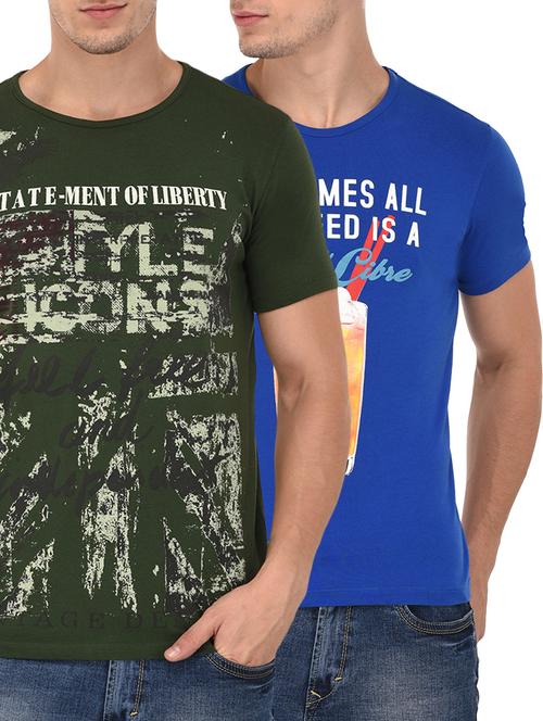 multi colored cotton combos t-shirt (set of 2) - 14902096 - Very Small Image - 1