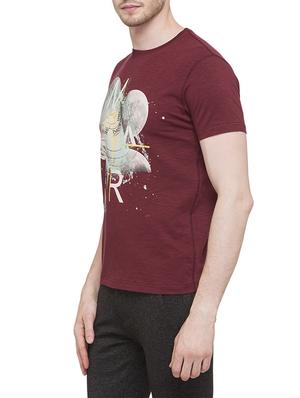 maroon cotton chest print t-shirt - 14902161 - Standard Image - 2