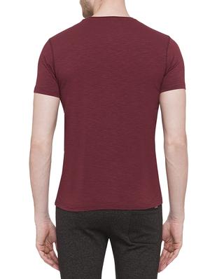 maroon cotton chest print t-shirt - 14902161 - Standard Image - 3