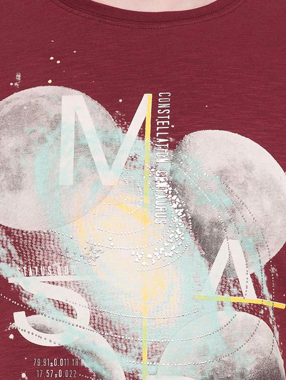 maroon cotton chest print t-shirt - 14902161 - Zoom Image - 4