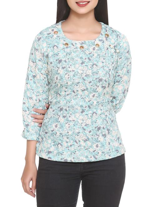 light blue printed top - 14902283 - Standard Image - 1