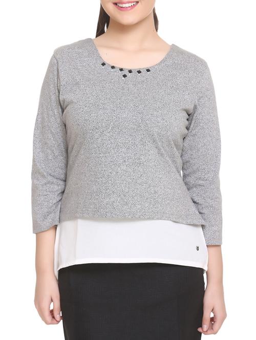 Grey solid layered top - 14902308 - Standard Image - 1
