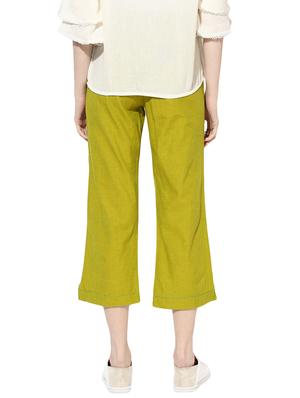 green cotton cropped tapered pant - 14902339 - Standard Image - 3