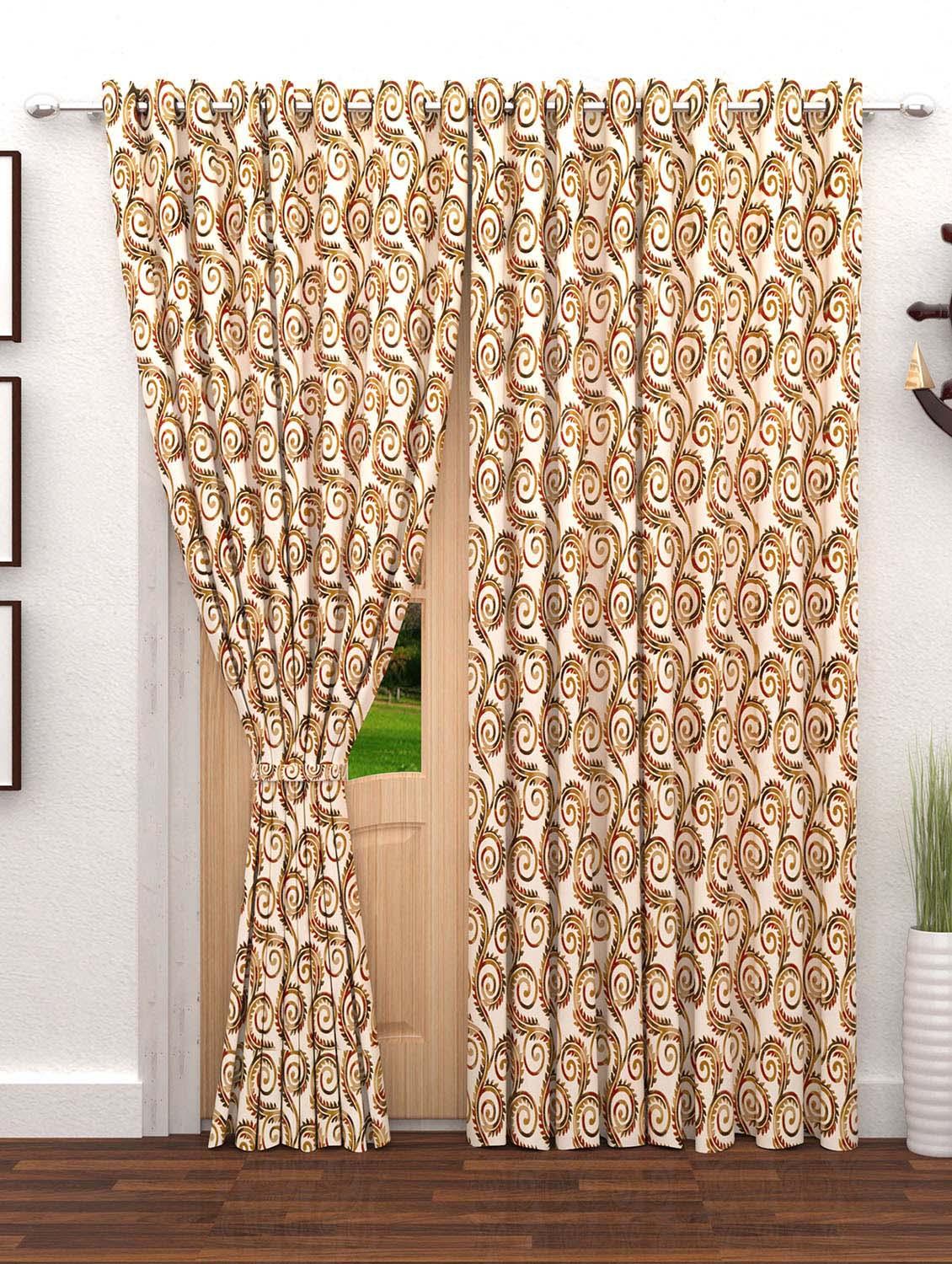 Cream Floral 2 pc Door curtain - 14902342 - Zoom Image - 1