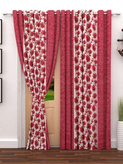 Red Floral 2 pc Door curtain - 14902343 - Very Small Image - 1