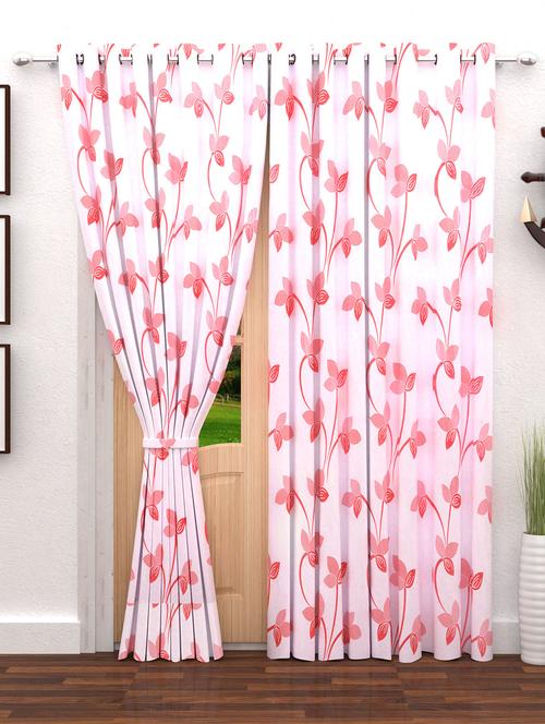 White Floral 2 pc Door curtain - 14902346 - Standard Image - 1