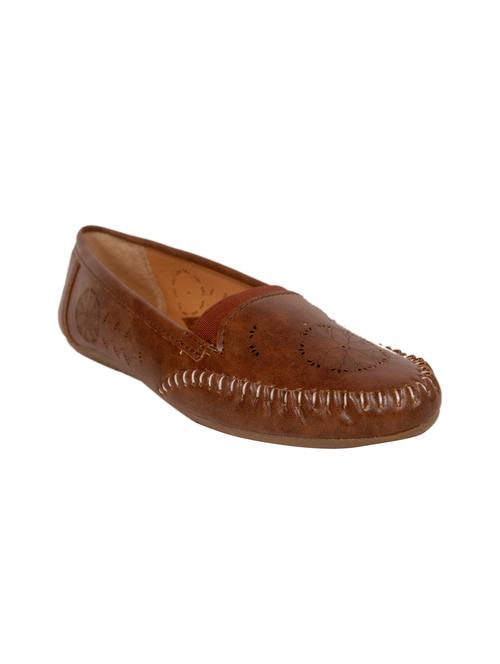 brown faux leather slip on loafers - 14902406 - Standard Image - 1