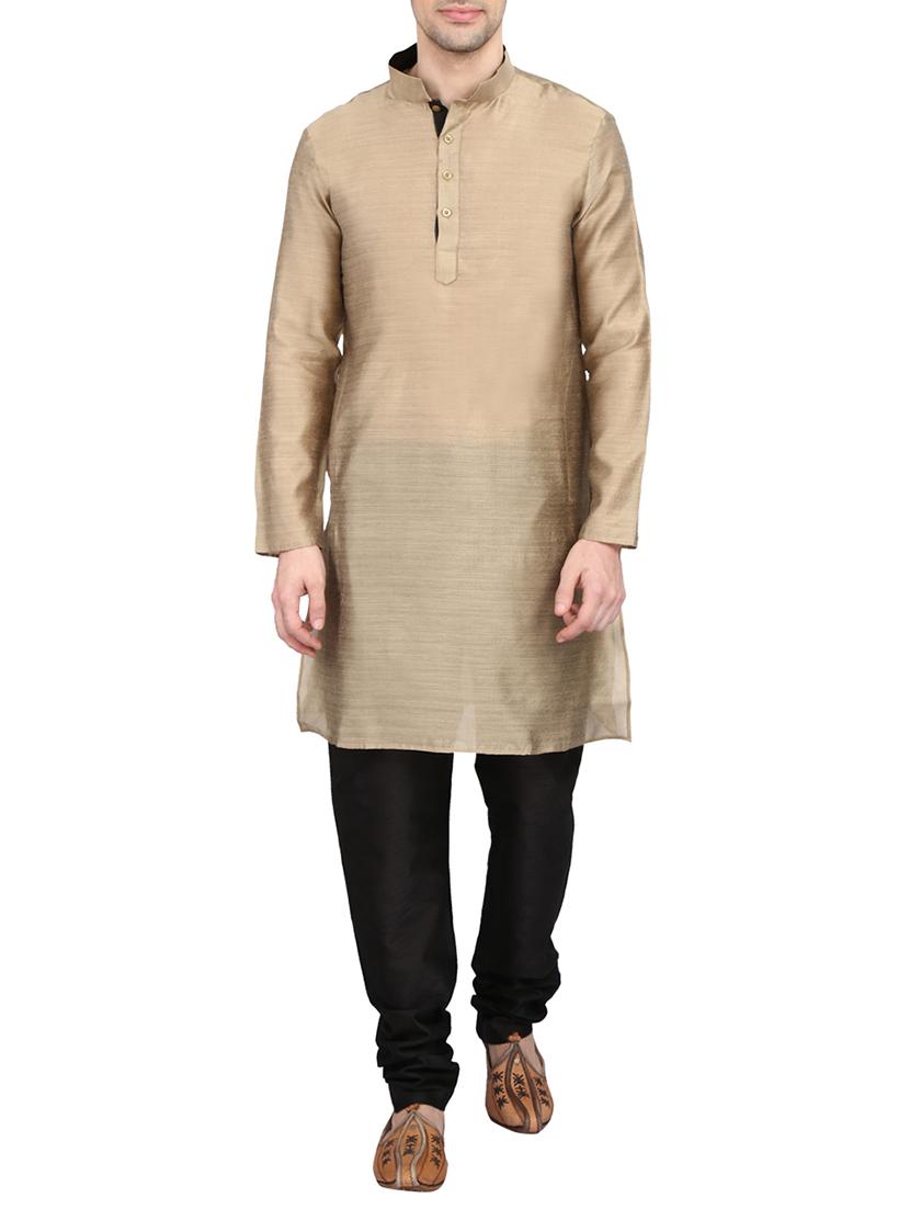golden silk blend ethnic wear set - 14902486 - Zoom Image - 1