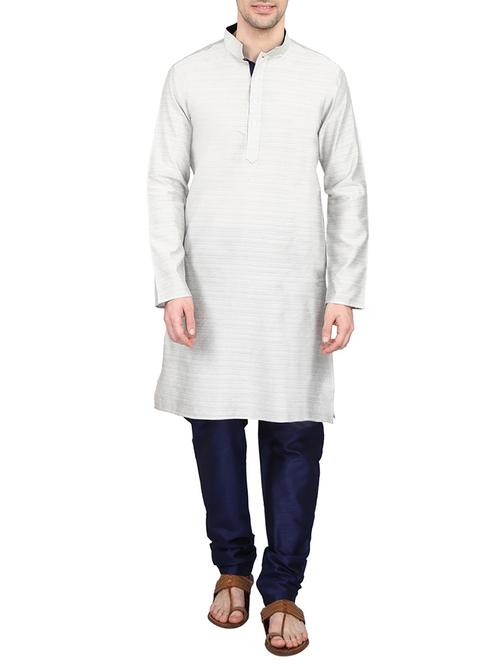 grey silk blend ethnic wear set - 14902489 - Standard Image - 1