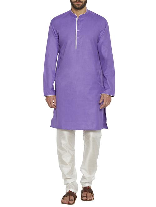 purple cotton kurta pyjama set - 14902504 - Standard Image - 1